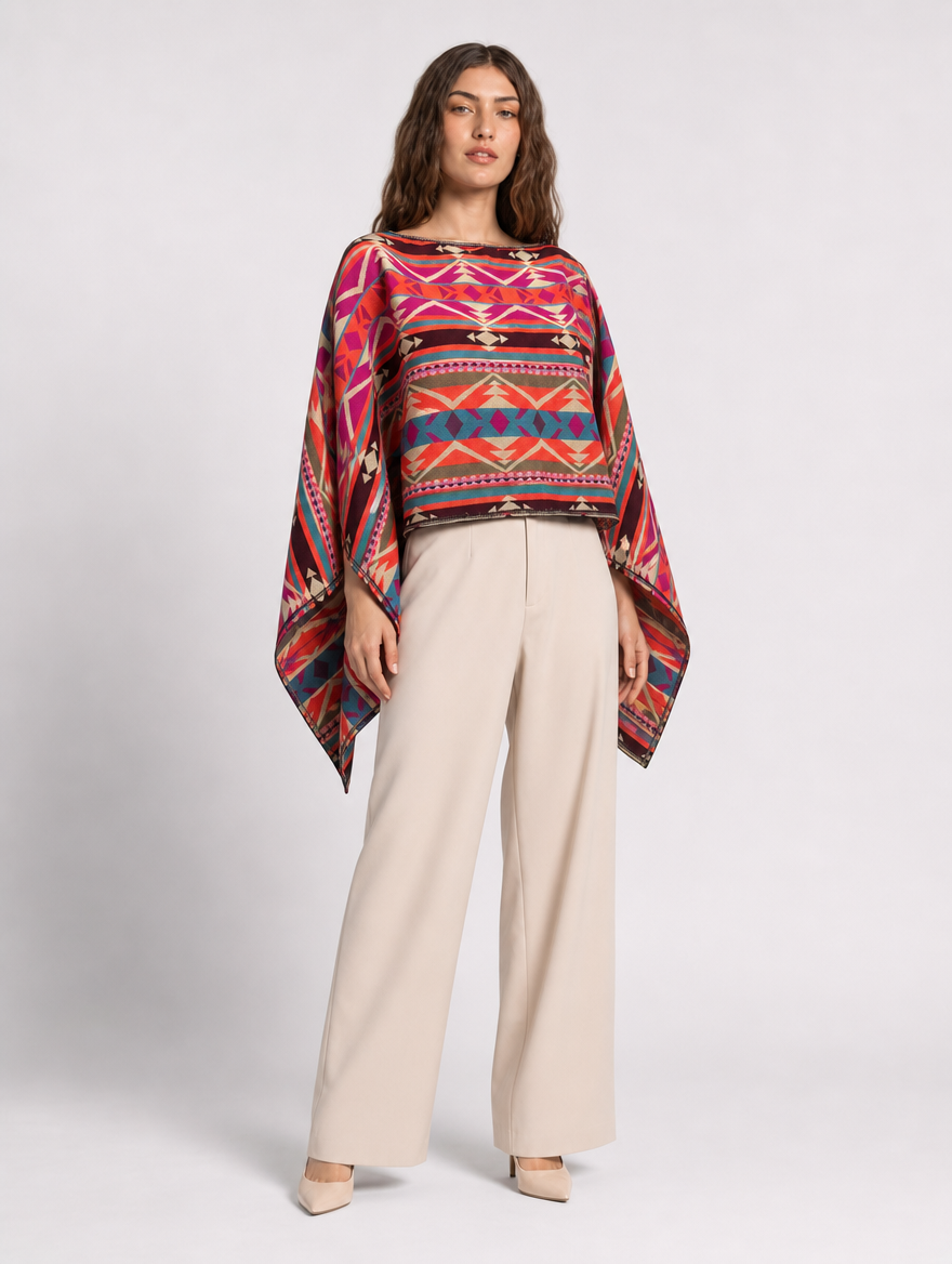 Nina doble faz - cara coral, cuello barco, tres cuartos