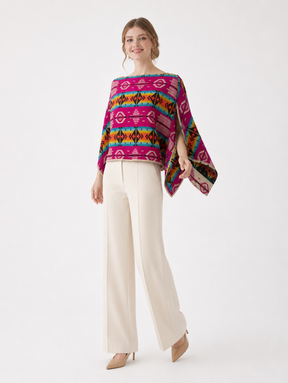 Amaru doble faz - cara fucsia, cuello barco, tres cuartos