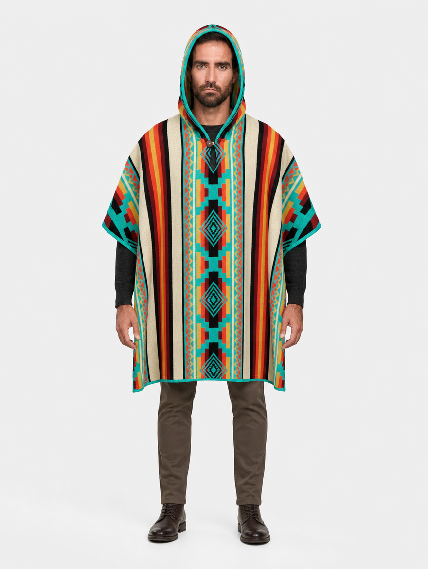 APU ruana con capucha unisex - hombre con la capucha puesta