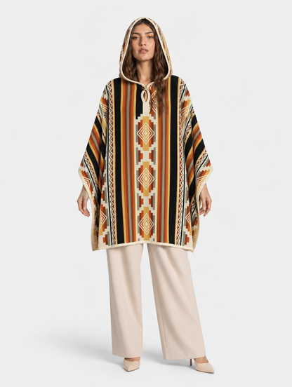 RUMI ruana con capucha unisex - mujer con la capucha puesta