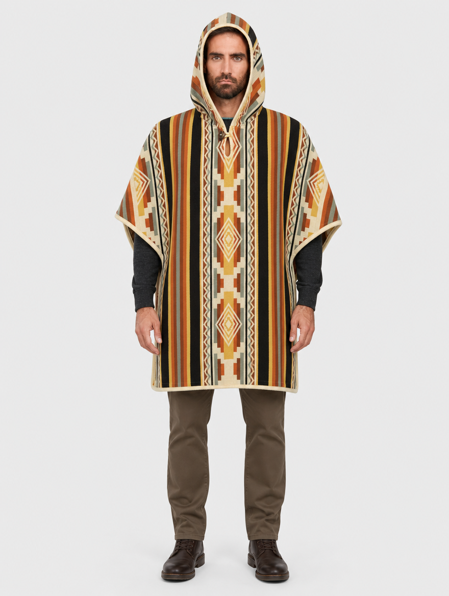 RUMI ruana con capucha unisex - hombre con la capucha puesta