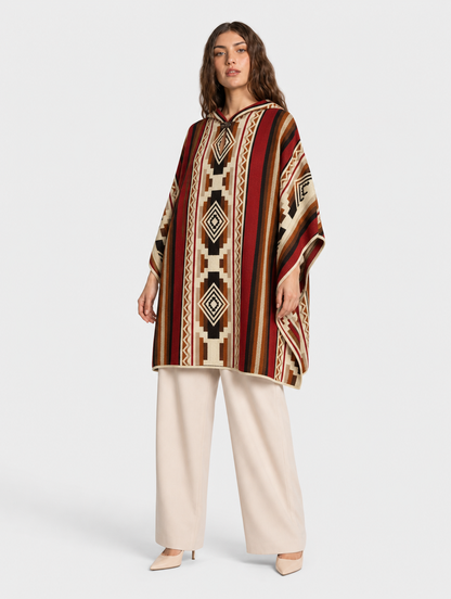 WAYRA ruana con capucha unisex - mujer, tres cuartos