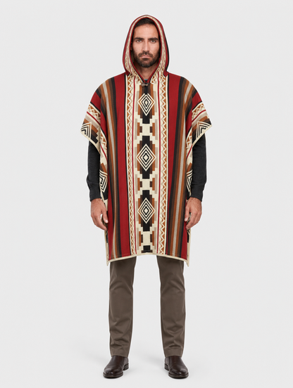 WAYRA ruana con capucha unisex - hombre con la capucha puesta