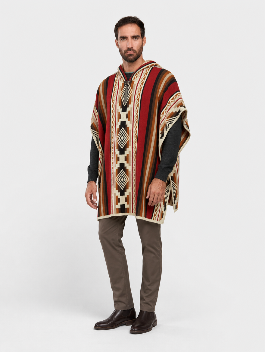 WAYRA ruana con capucha unisex - hombre, tres cuartos