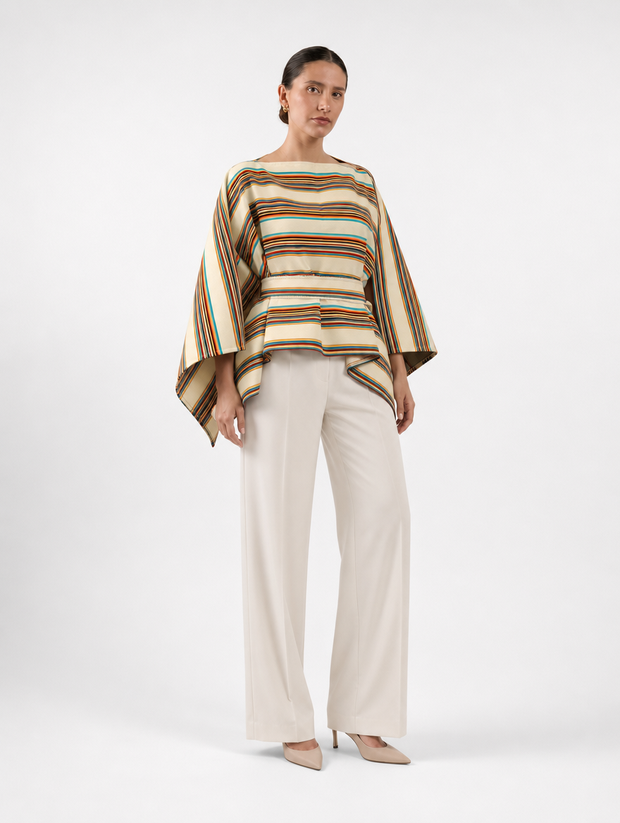 CHUMPI poncho blusa - con fajon, tres cuartos