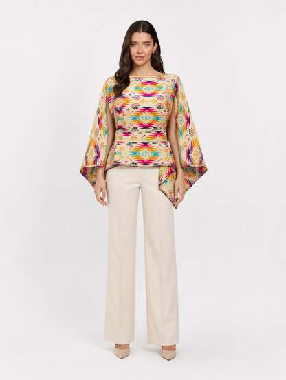 CHIRAPA poncho blusa doble faz - cara clara con fajon, frontal